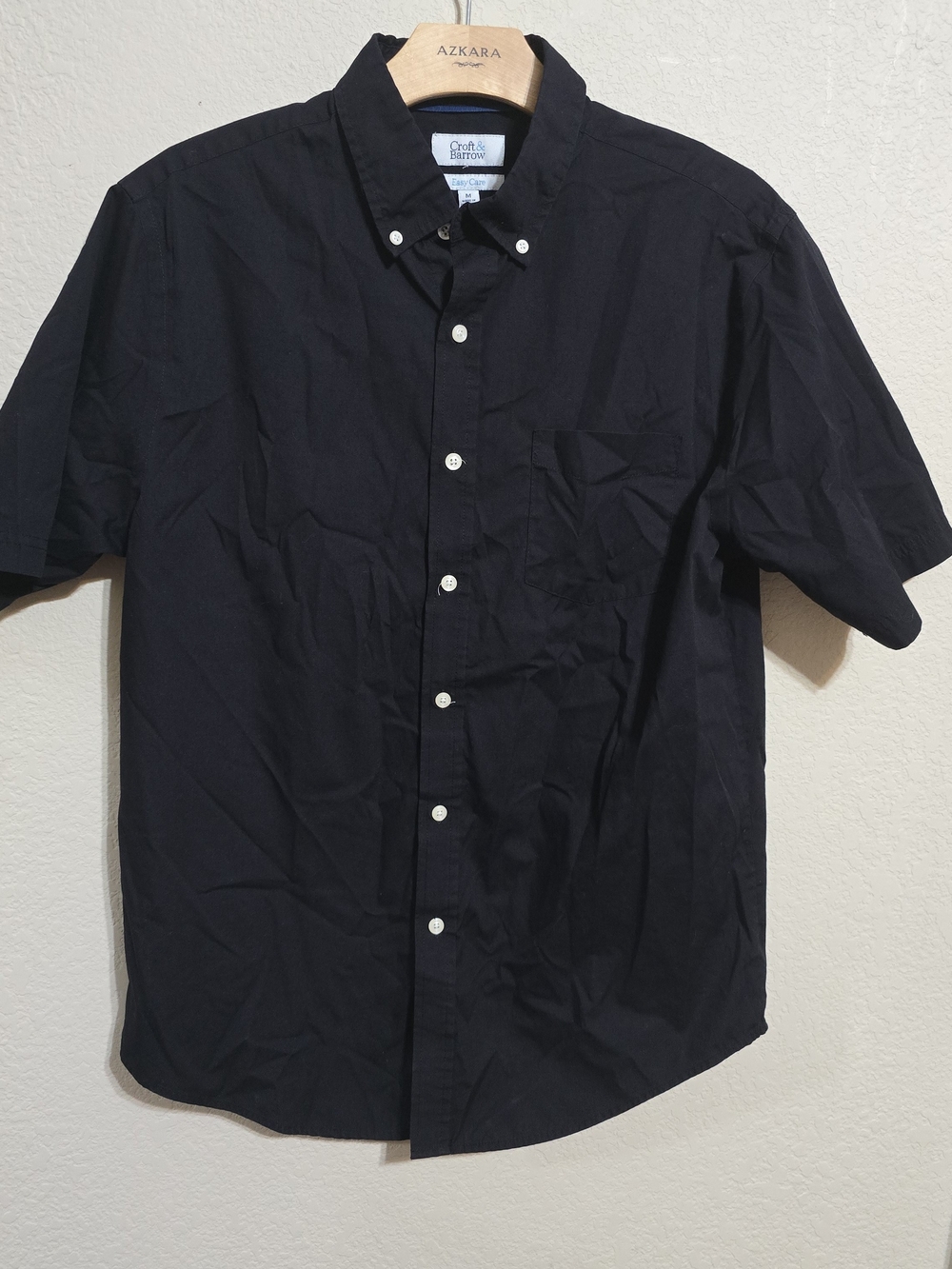croft & barrow Black Short-Sleeve Button-Down Shirt